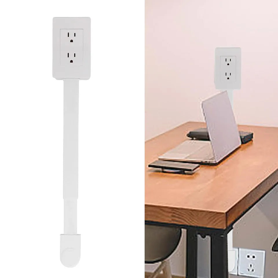 Rotatable Power Strip with 3 Outlets – 180° Swivel, 22–34" Extension, 110V US Plug
